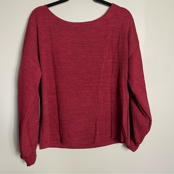 Grace Emma Ribbed Sweater Size Large Red Maroon Fall New - Picture 6 of 6